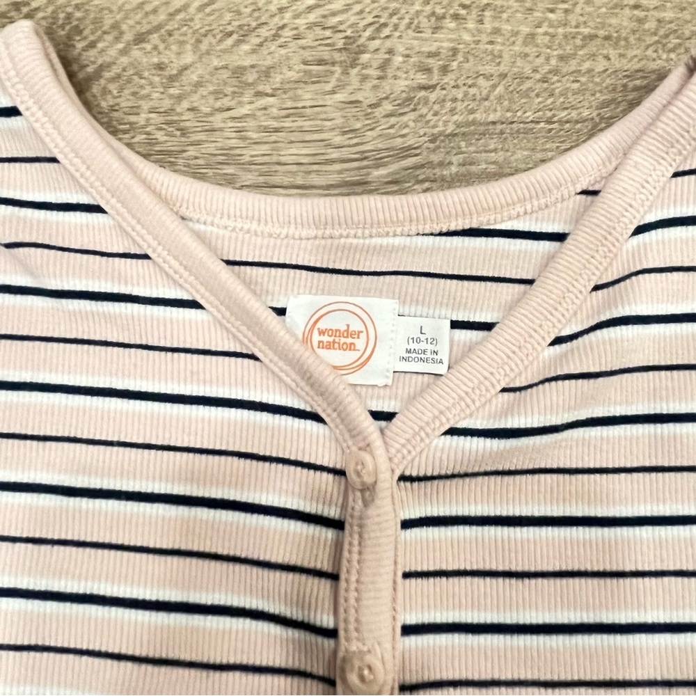 Girls Bundle - Striped Button Front Tops + Pink Flare Jeans - Picture 5 of 8